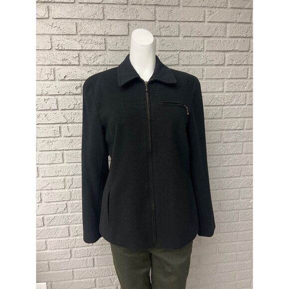 Ann Taylor Women Black Wool / Cashmere Front Zip Jacket Size 6 - Picture 1 of 10